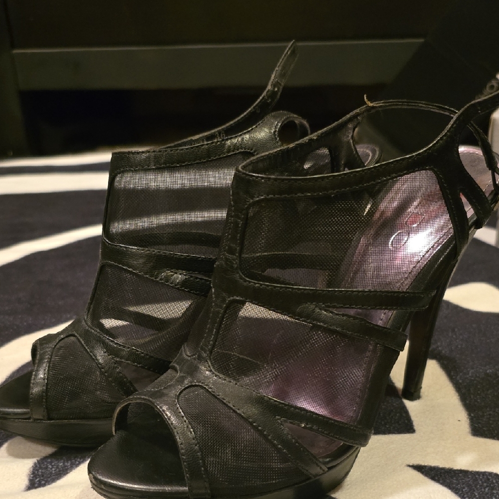 Elegant Black Mesh Women's Heels